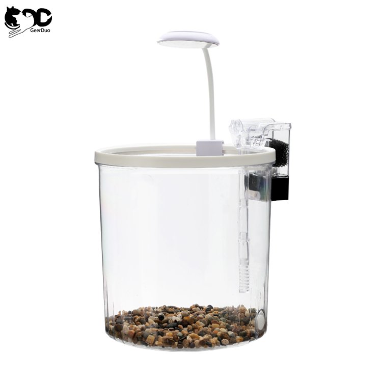 Geerduo Fish Tank Kit Desk Aquarium Set with High Brightness LED Lights and Quiet Water Pump