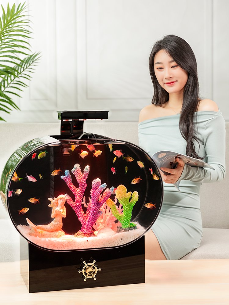 LED lighting optical explosion-proof acrylic fish tank transparent ornamental fish tank custom style aquarium tank fish