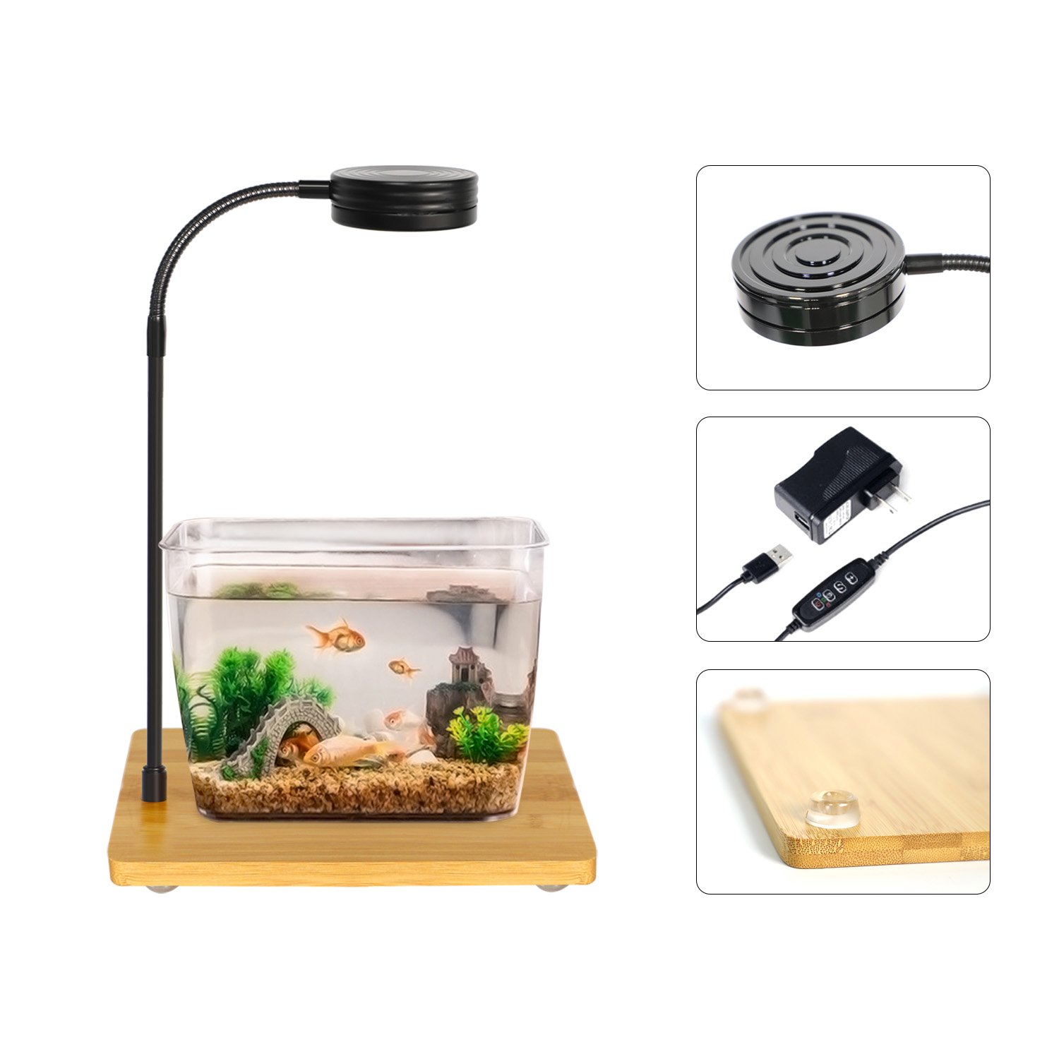 Adjustable Bamboo Board Aquarium LED Grow Light For Fish Tank Micro Landscape