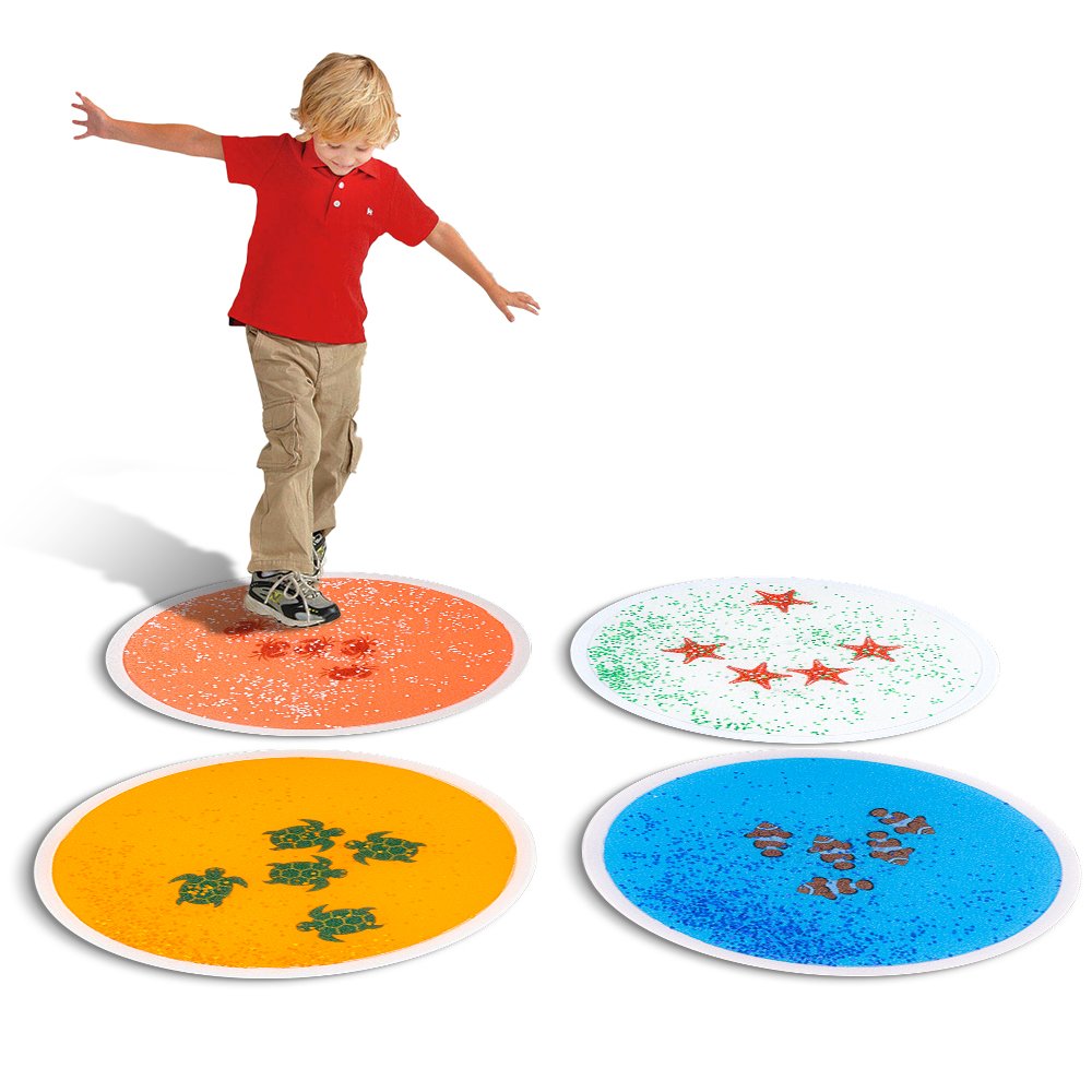 New Arrival Squeeze Toys Relieve Stress for Special Children Night Light Aquarium Round Sensory Liquid Floor Tiles