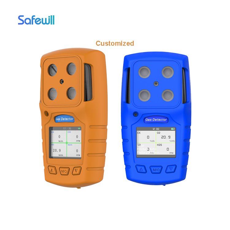Safewill Wholesale Mining Gas Detectors LED Digital Display Rechargeable Portable Multi 4 in 1 Gas Detector Co2 Detector