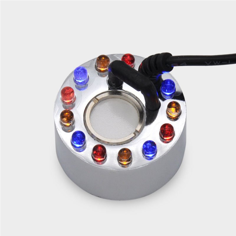 Rockery Fountain Aquarium Pond Humidifier Atomizer 12-LED Colorful Light Ultrasonic Fog Mist Maker