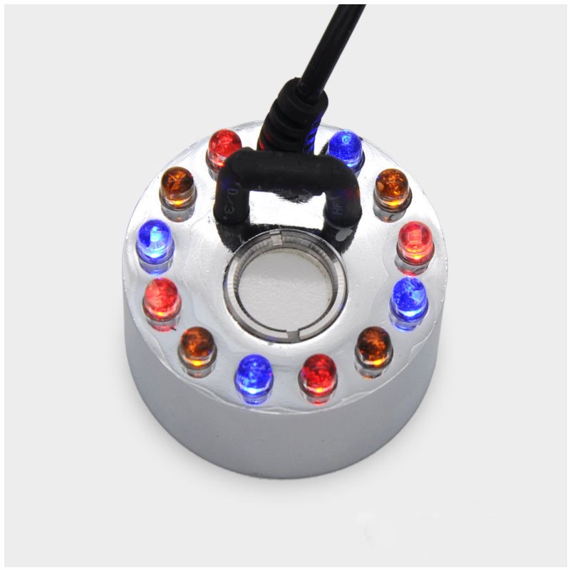 Rockery Fountain Aquarium Pond Humidifier Atomizer 12-LED Colorful Light Ultrasonic Fog Mist Maker