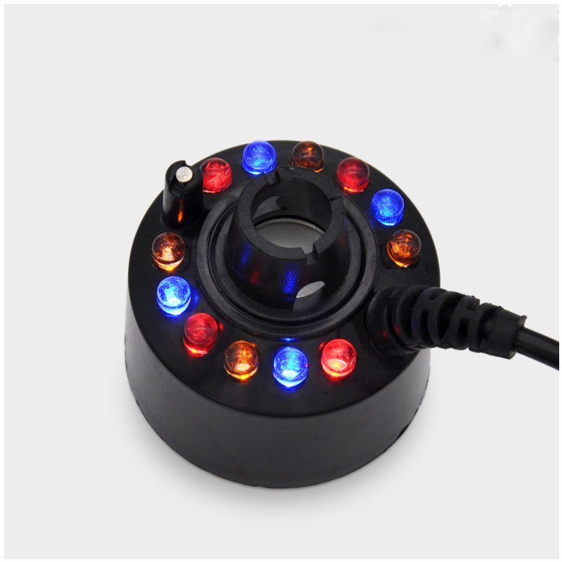 Rockery Fountain Aquarium Pond Humidifier Atomizer 12-LED Colorful Light Ultrasonic Fog Mist Maker