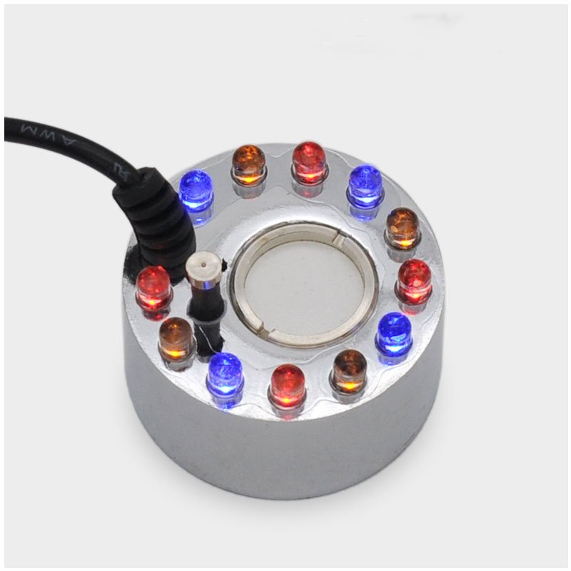 Rockery Fountain Aquarium Pond Humidifier Atomizer 12-LED Colorful Light Ultrasonic Fog Mist Maker