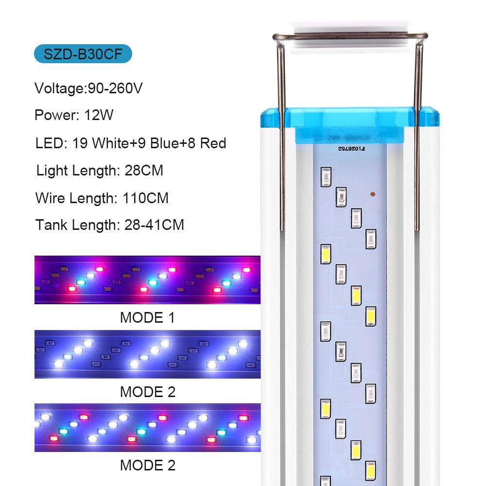 AC90~260V American standard European standard plug Adjustable white blue and red lights aquarium light fish tank