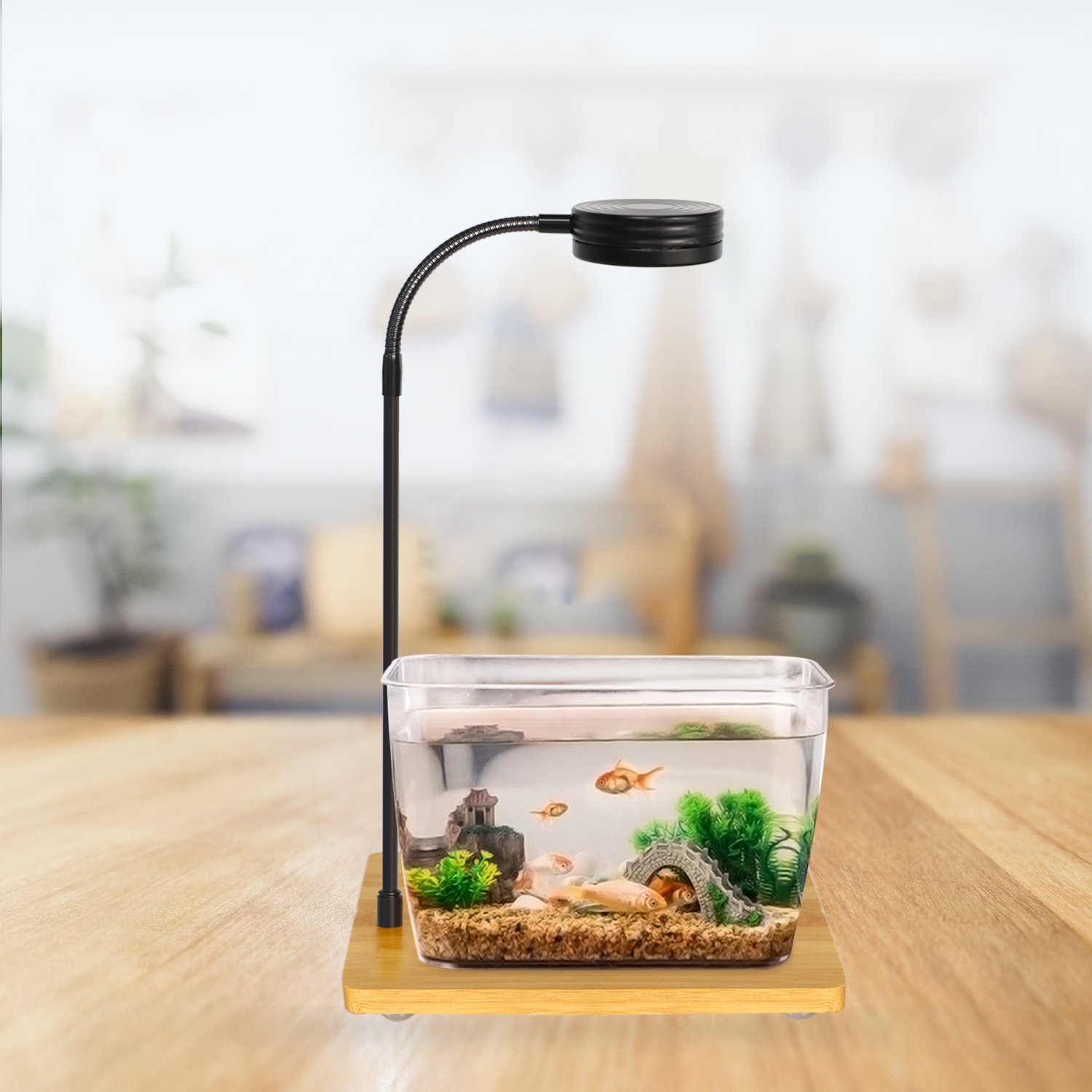 USB Aquarium Micro Landscape Illumination Lamp Led Fish Tank Light With Bamboo Base