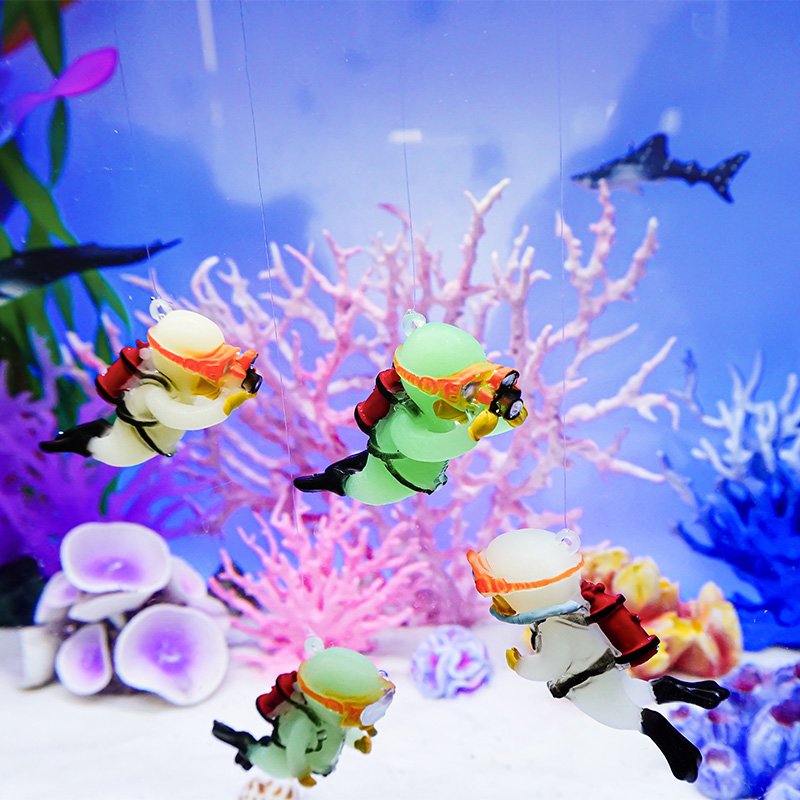 High Quality Accept Customization Aquarium Ornaments Floating Simulated Mini Diver Fish Tank Aquarium Cute Accessories