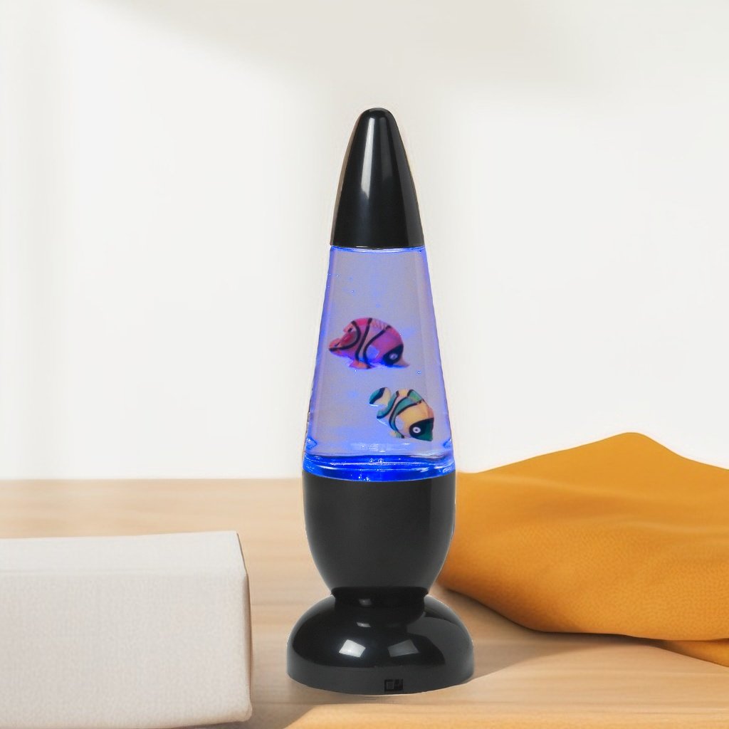 Plastic Aquarium Lamp novelty holiday gift for kids home office room decor with fish glitter in liquid