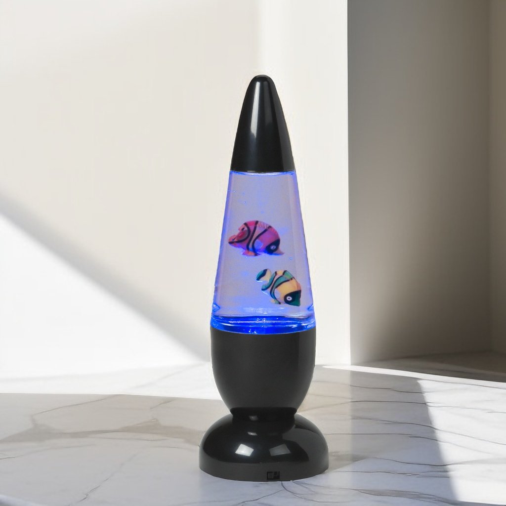 Plastic Aquarium Lamp novelty holiday gift for kids home office room decor with fish glitter in liquid