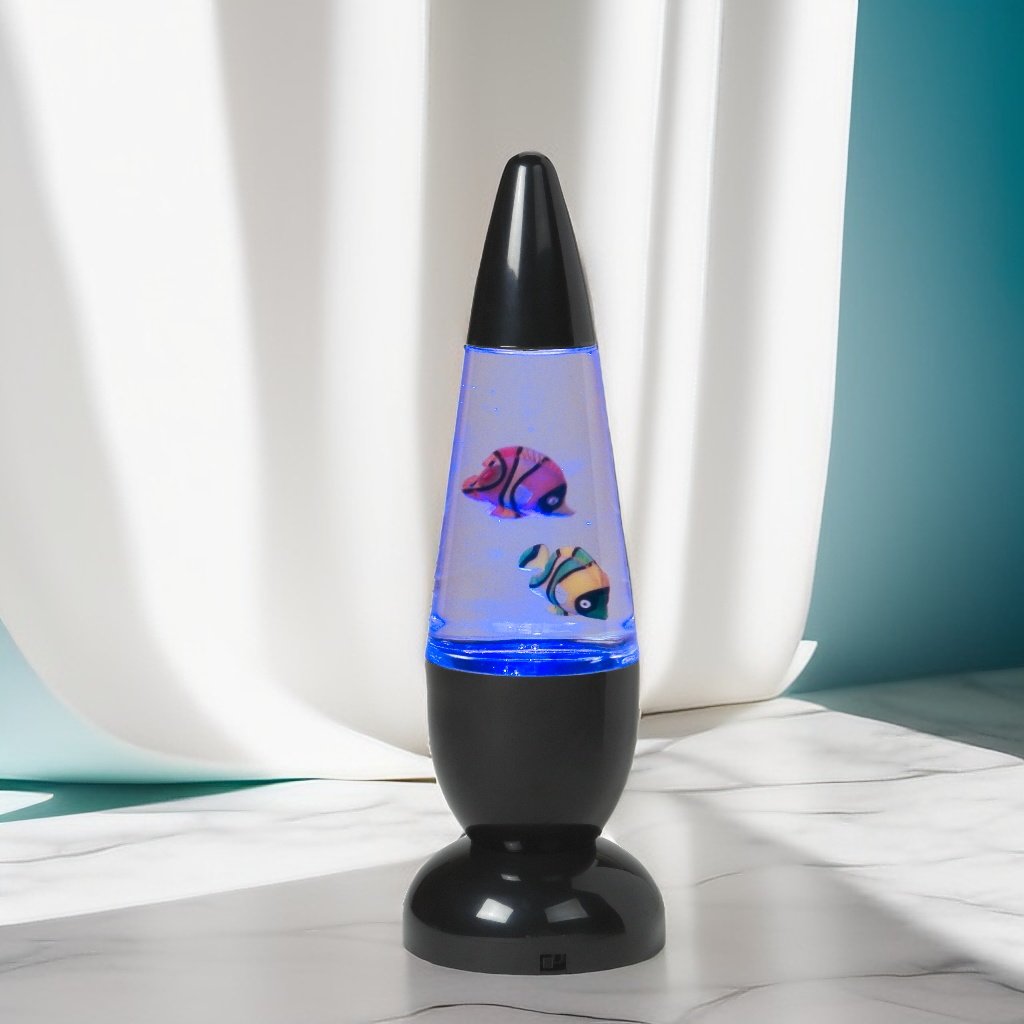 Plastic Aquarium Lamp novelty holiday gift for kids home office room decor with fish glitter in liquid