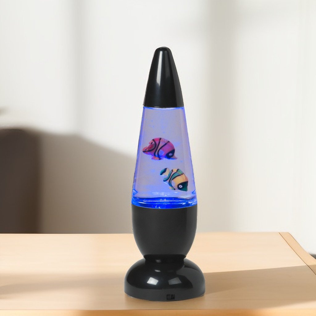 Plastic Aquarium Lamp novelty holiday gift for kids home office room decor with fish glitter in liquid