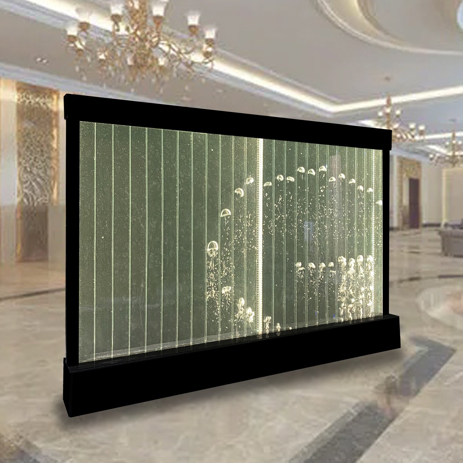 Customized living room decor indoor water fountain acrylic bubble water wall with led lights