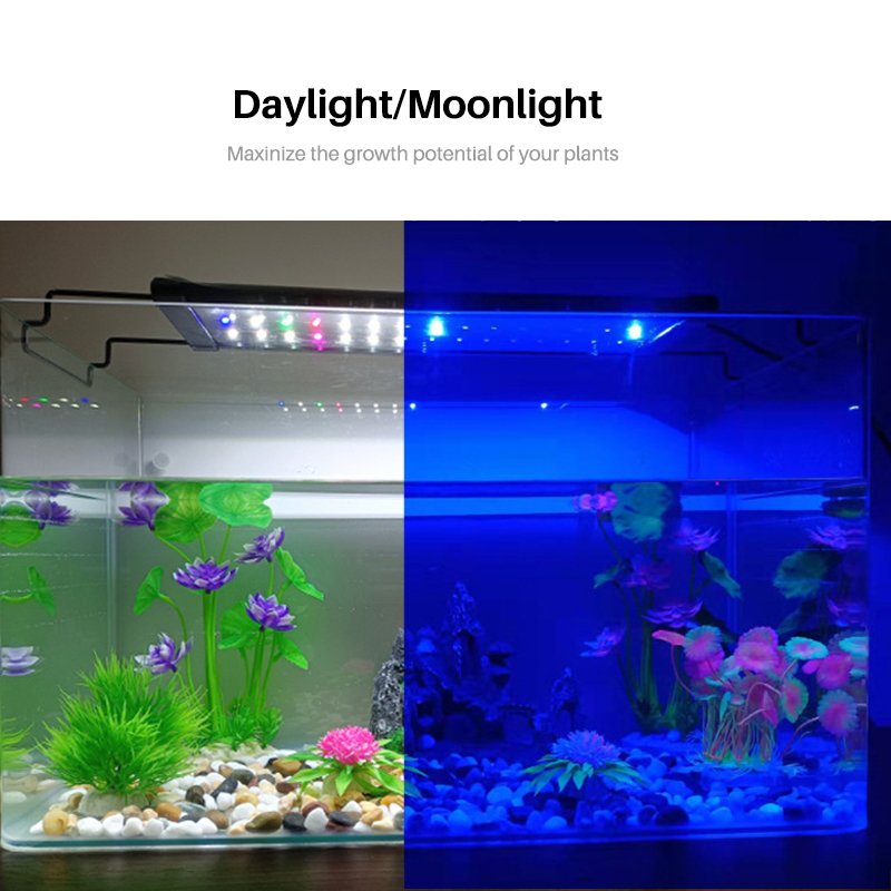 30W Full Spectrum LED Aquarium Light with Timer for Reef Live Plant Adjustable Brightness Planted Fish Tank Lamp