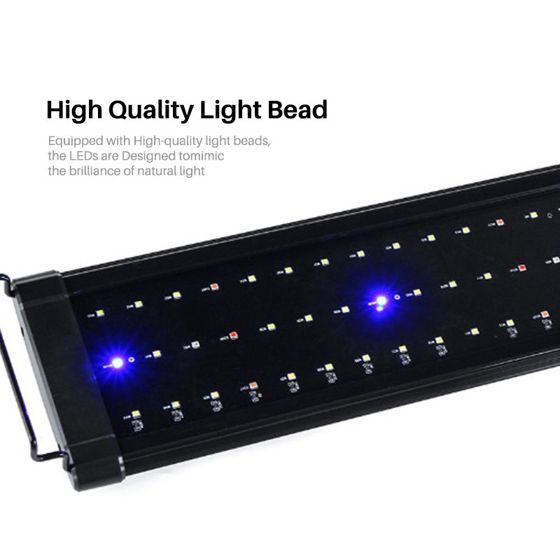 30W Full Spectrum LED Aquarium Light with Timer for Reef Live Plant Adjustable Brightness Planted Fish Tank Lamp