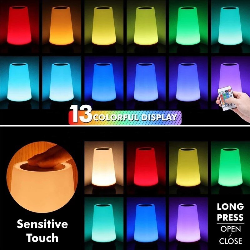 Baby Bedside 16 Colors Cordless Rechargeable LED Table Lamp Night Lights Home Decor Luxury