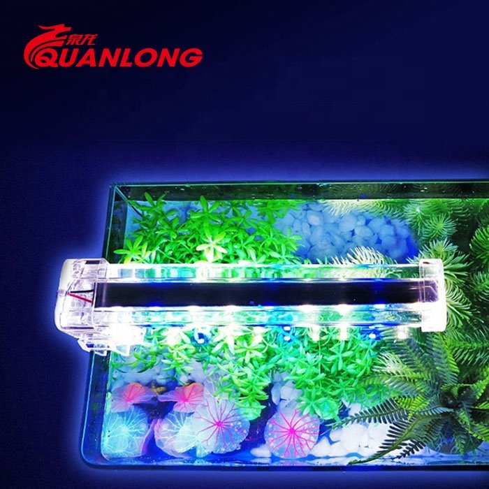 Quanlong decorative acrylic aquarium led lights white blue aquarium lamp led lights for fish tank