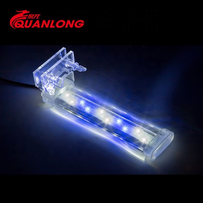 Quanlong decorative acrylic aquarium led lights white blue aquarium lamp led lights for fish tank