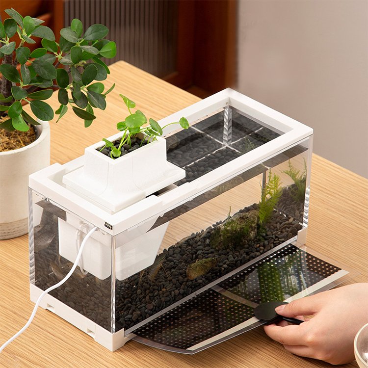 Relaxlines Square aquarium usb plastic fish farming tank small desktop aquarium fish tank with water pump and light