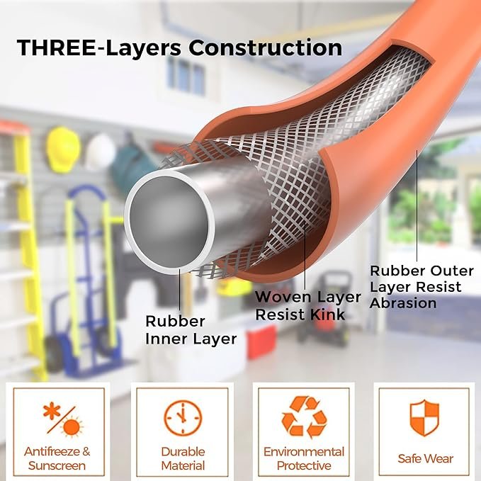 Heavy Duty Lightweight Air Compressor Hose 2024 New Rubber Air Hose, 3/8 Inch and 300 PSI Aquarium White Fish Tank Air Pump 2l