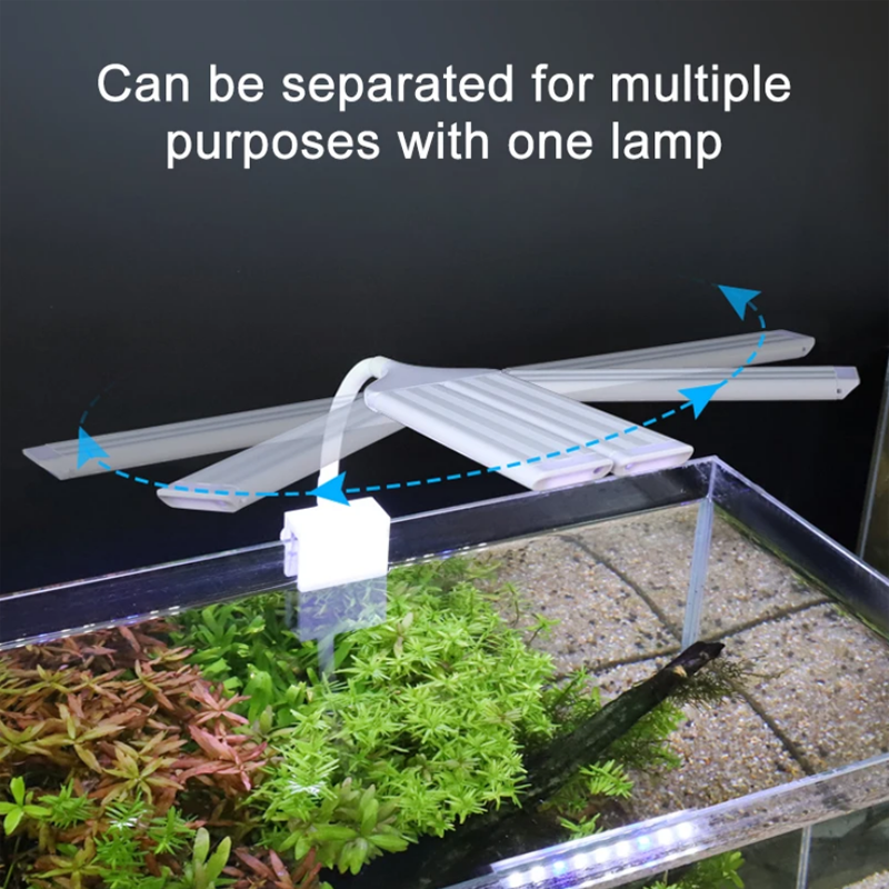 Super Bright Clip Lamp Double Leaf Adjustable LED Aquarium Light for Aquatic Plant Grow Fish Tank Full Spectrum Timing Lamp