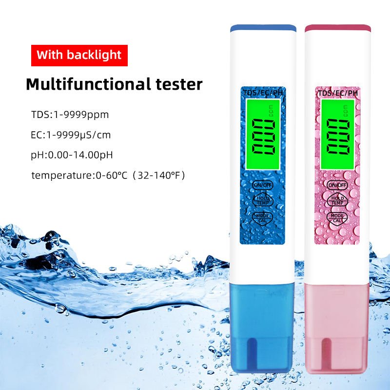 New 4 in 1 Water Quality Test Pen TDS EC PH TEMP Meter For Home Swimming Pool Aquaculture