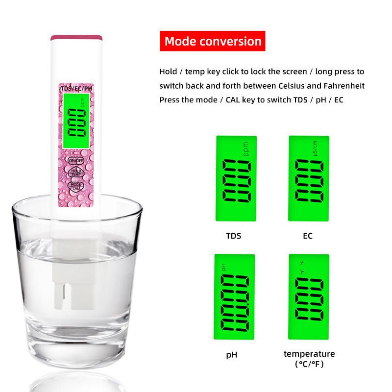New 4 in 1 Water Quality Test Pen TDS EC PH TEMP Meter For Home Swimming Pool Aquaculture