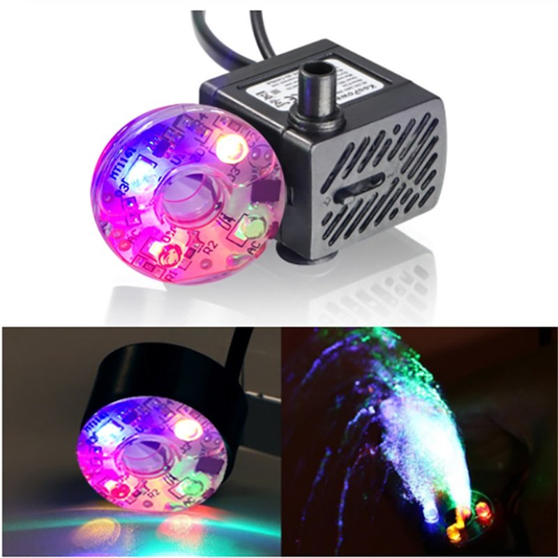 zaohetian Pond fountain with lights water feature fountain pump aquarium small water pump 3W 4W