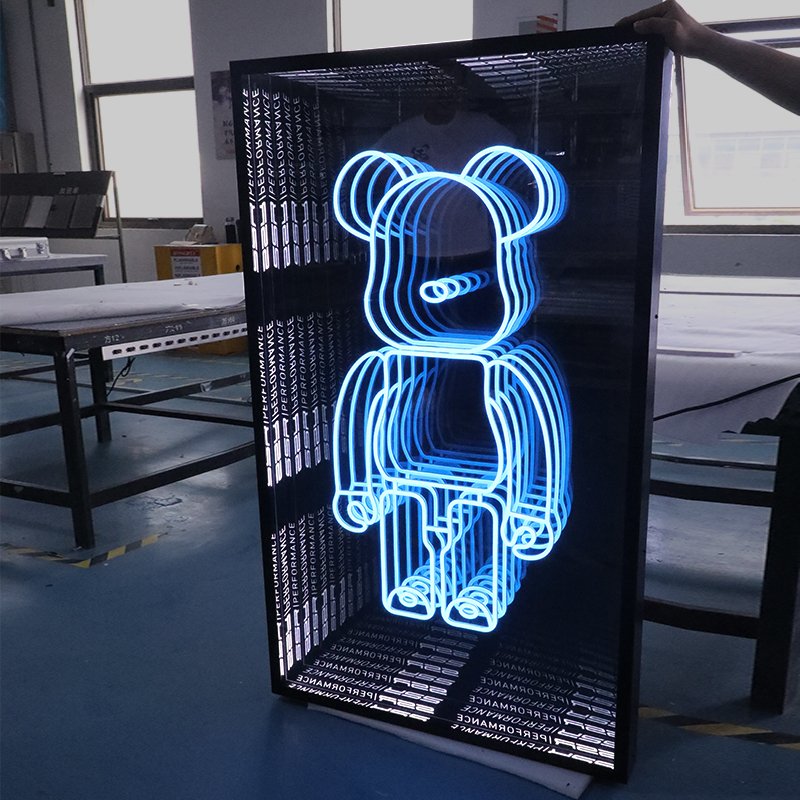 Free Standing Infinite Mirror Sign LED Neon Sign With Metal Channel Infinity Mirror For Interior Decoration