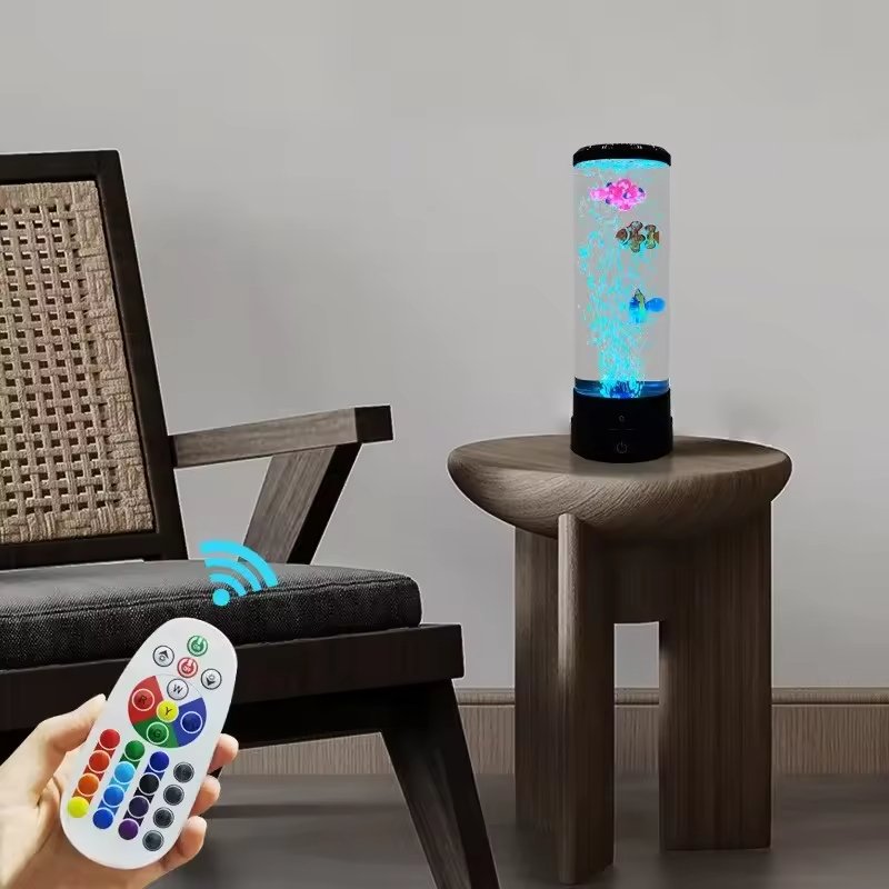 LED Bubble Fish Lamp - LED Water Aquarium Tank Night Color Changing Mood Lamp Table Night Light