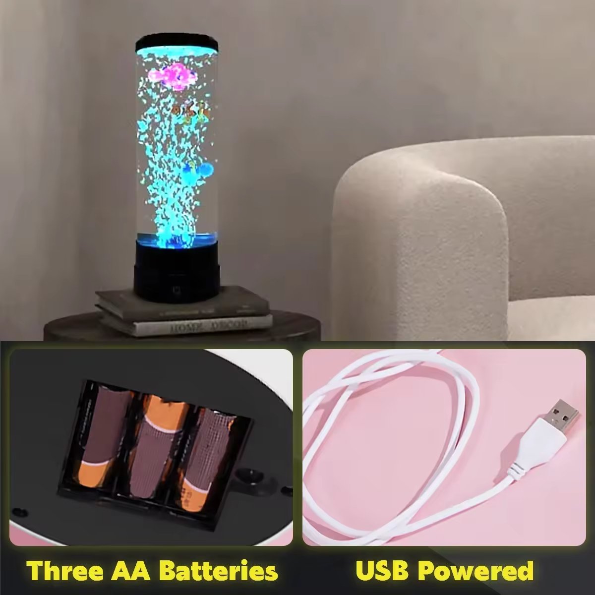 LED Bubble Fish Lamp - LED Water Aquarium Tank Night Color Changing Mood Lamp Table Night Light