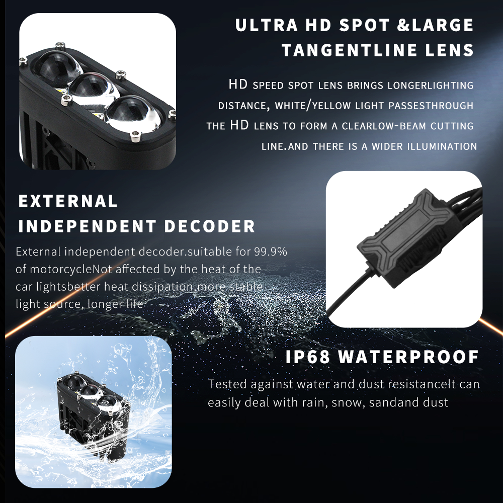 Hot Sale 120W Ht22 Auxillary Bi-Led Light Spotlight For Motorcycle Headlight