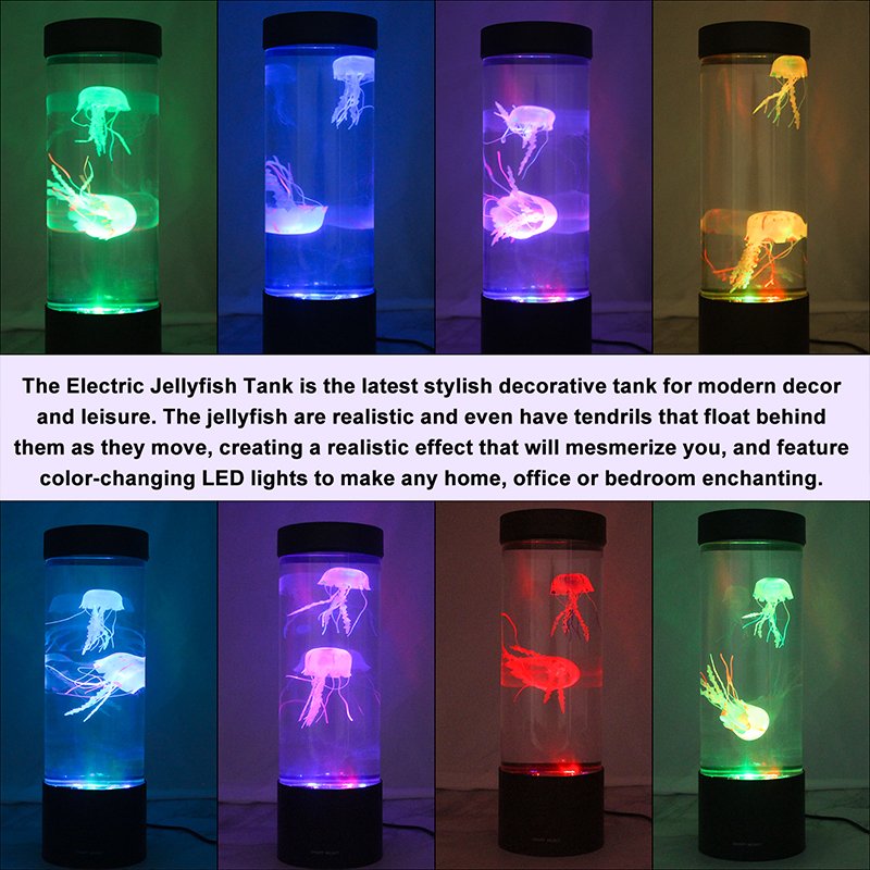 Table Desk Decorations Aquarium Jelly Fish Night Light LED Jellyfish Tank Lamp