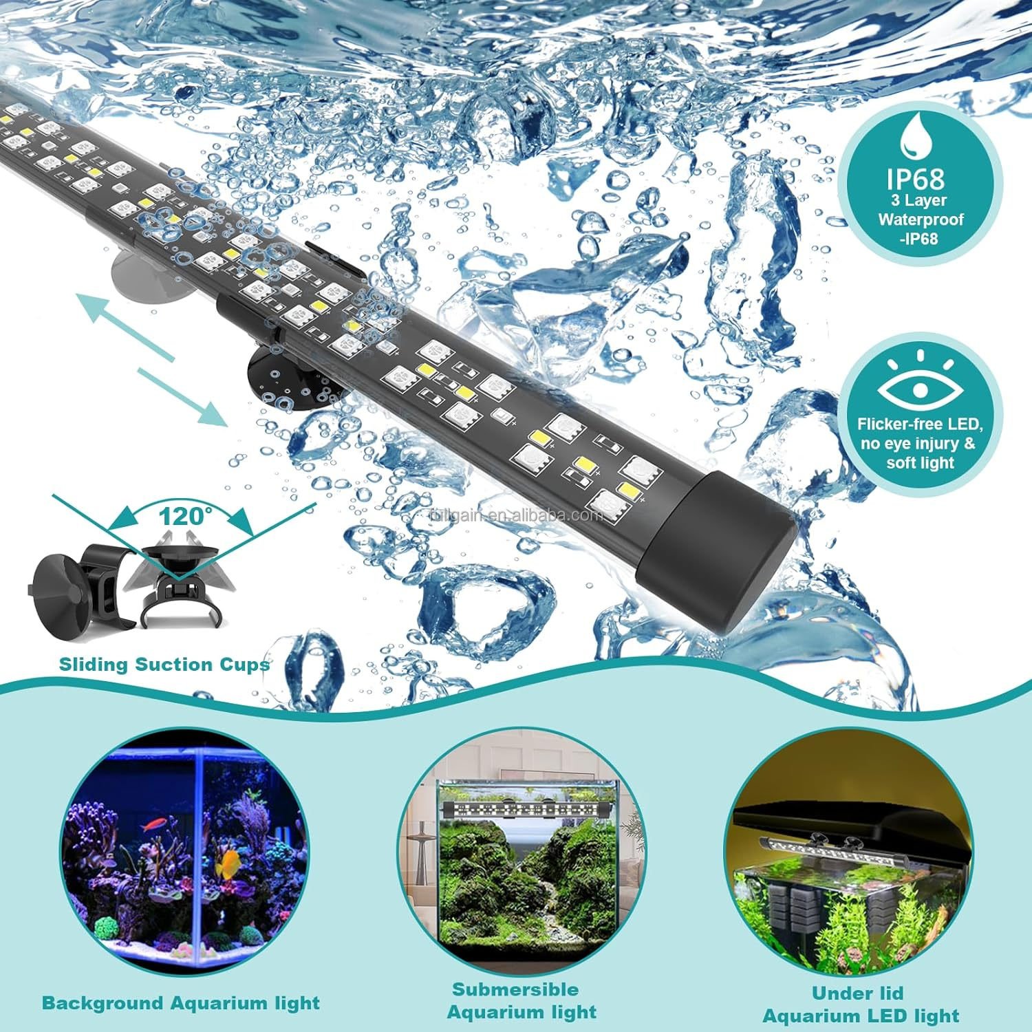 Fullgain Fg180 5050 Smd Aquarium Led Lighting Ip 68 15w Waterproof Aquarium Light 5 Feet 24 Inch Aquarium Led Light Bar