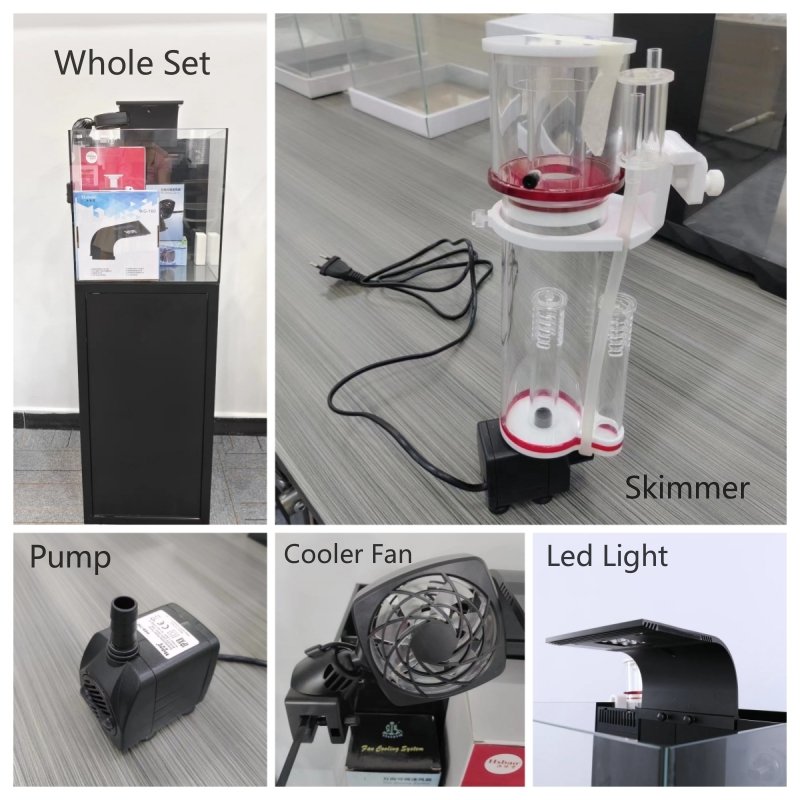 Juyang Ultra Glass Saltwater Fish Tank Desktop Mini Marine Aquarium Fish Tank With Pump and Skimmer