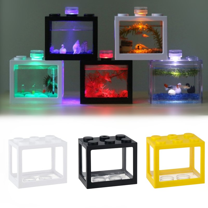 Acrylic Block Mini Aquarium Tank Reptile Pet Box Fish Office Tea Table Decoration Feeding Tanks Accessories