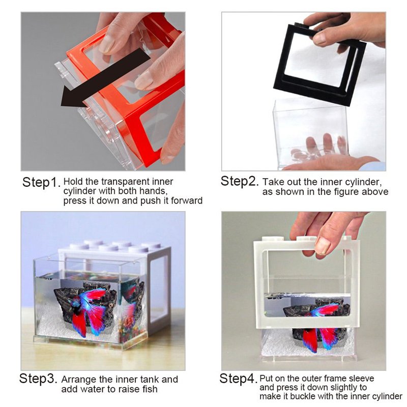 Acrylic Block Mini Aquarium Tank Reptile Pet Box Fish Office Tea Table Decoration Feeding Tanks Accessories