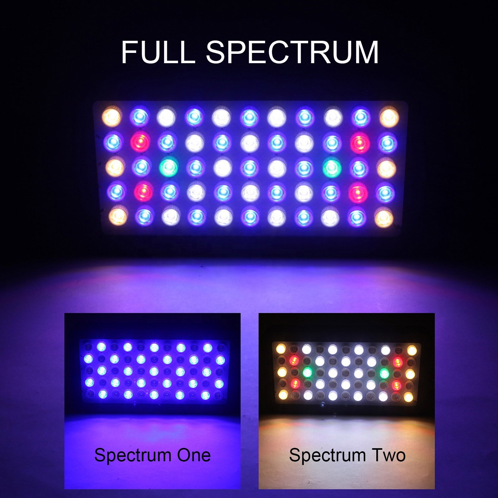 Liweida 2 dim&2 switches full spectrum panel wrgb led aquarium lights 3w*55pcs sheet metal salt and water lamp for marine coral