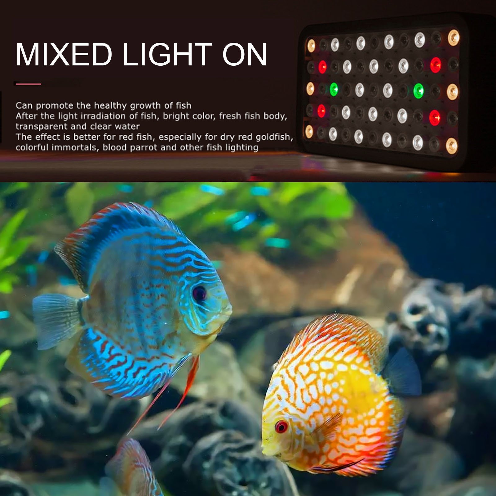 Liweida 2 dim&2 switches full spectrum panel wrgb led aquarium lights 3w*55pcs sheet metal salt and water lamp for marine coral