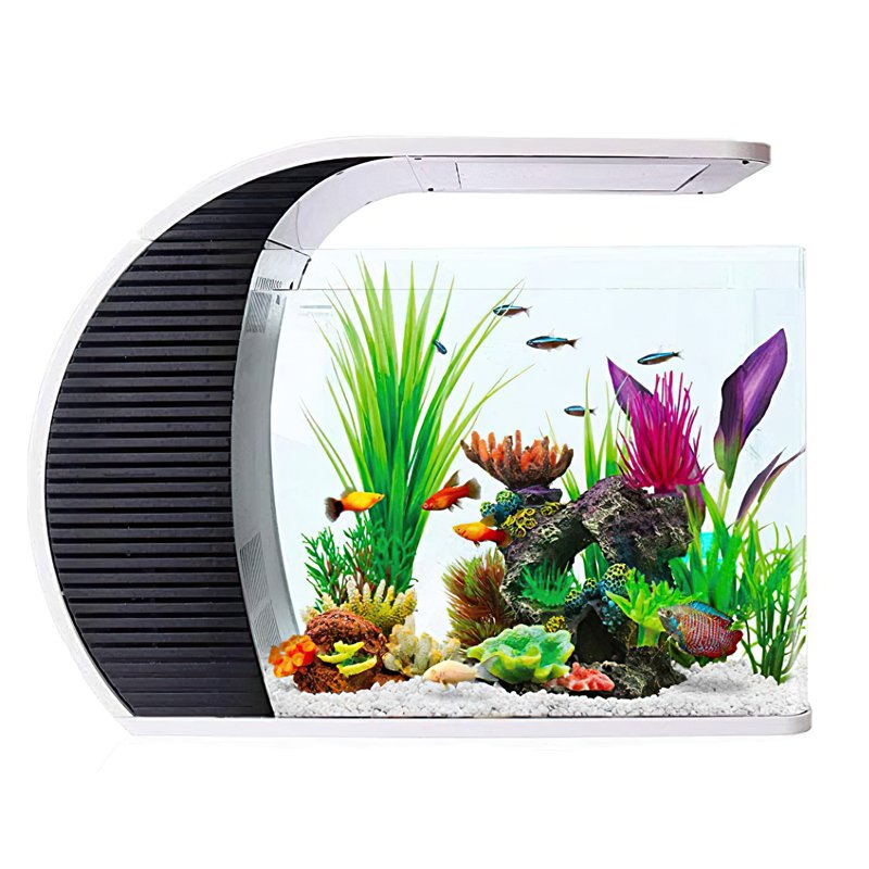Hygger Aquarium Accessories Start Fish Tank Kits with Led Lighting Water pump ARC-shaped Tank for Aquarium