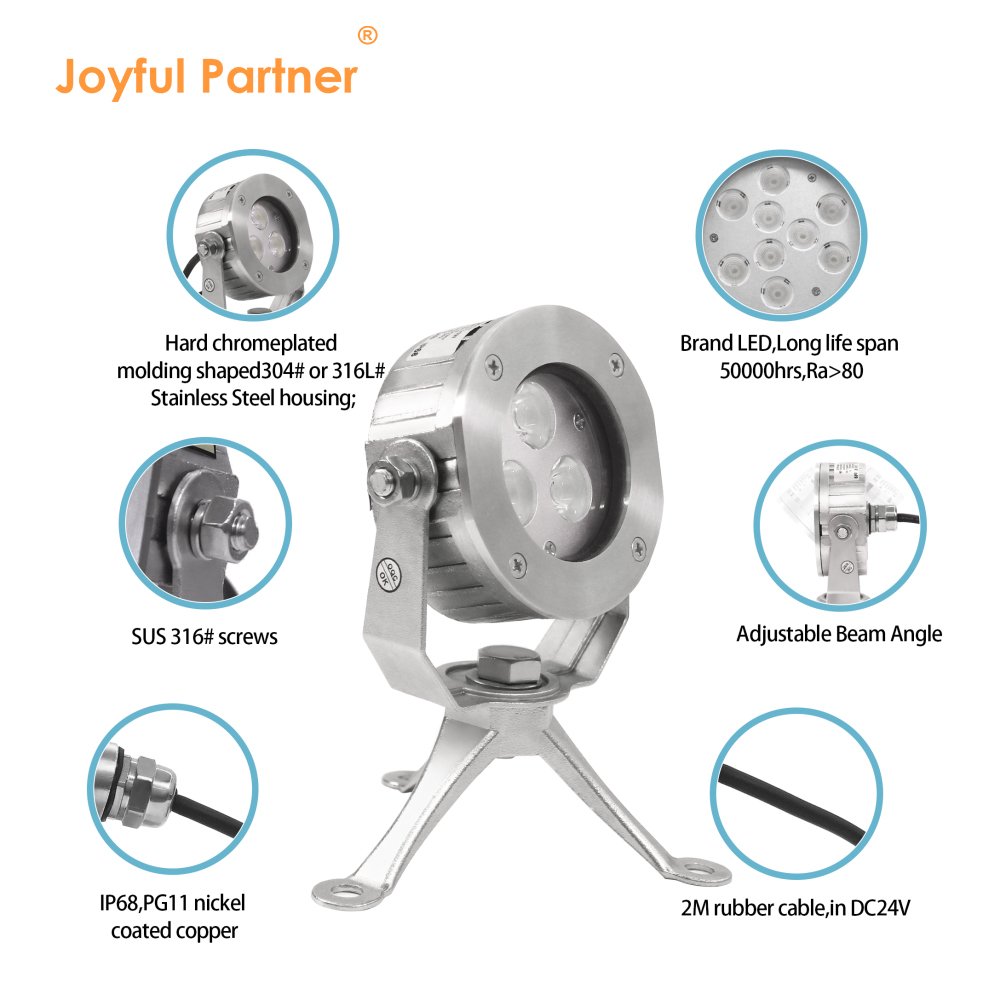 6W ip68 waterproof led swimming pool light Factory direct sales underwater spot light led pool light with tripod