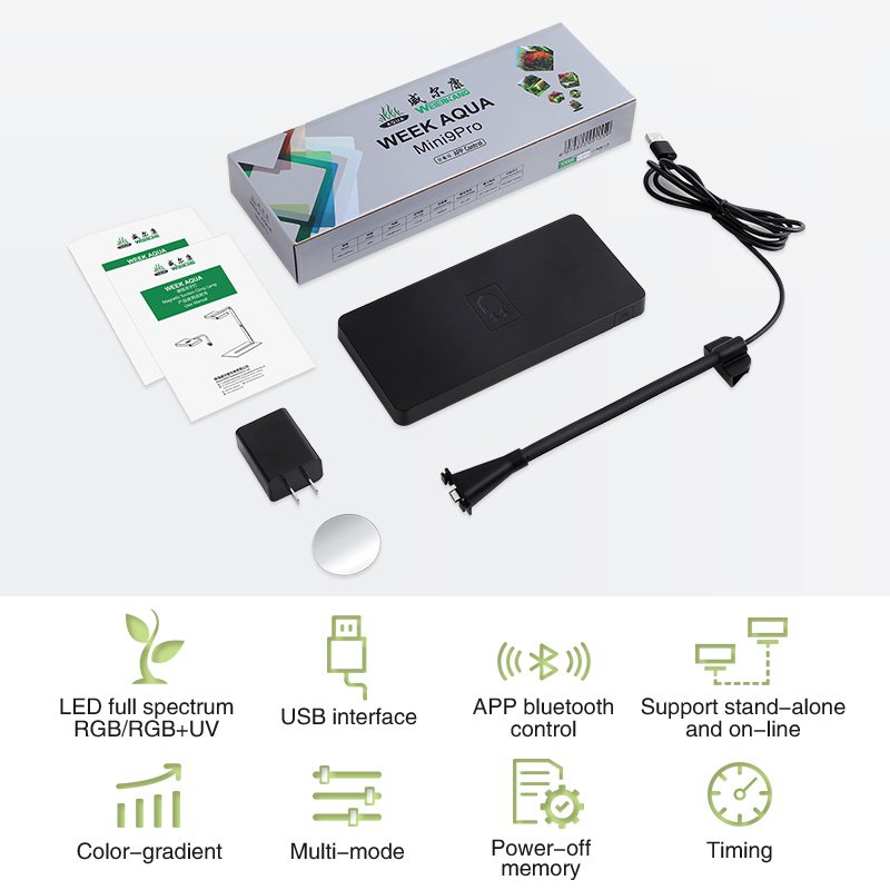 weekaqua mini9pro Nano glass container lamp USB indoor plant growth lamp intelligent full spectrum light emitting diode