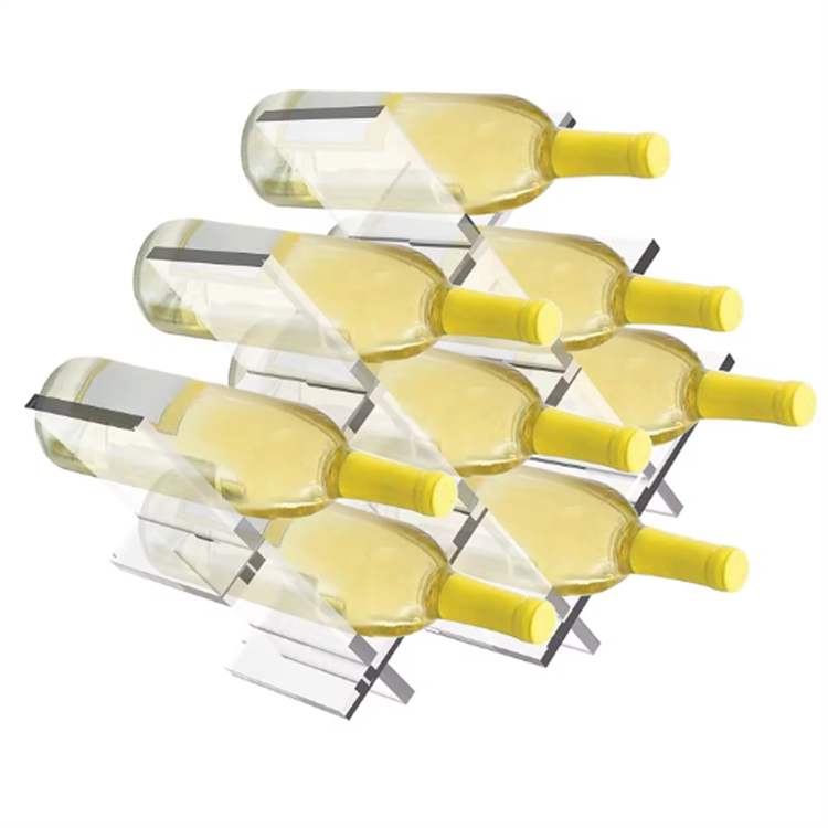 Countertop Wine Acrylic Holder Racks Tabletop Wine Bottle Clear Acrylic Plastic Storage Stand for Home Kitchen Bar Cabine