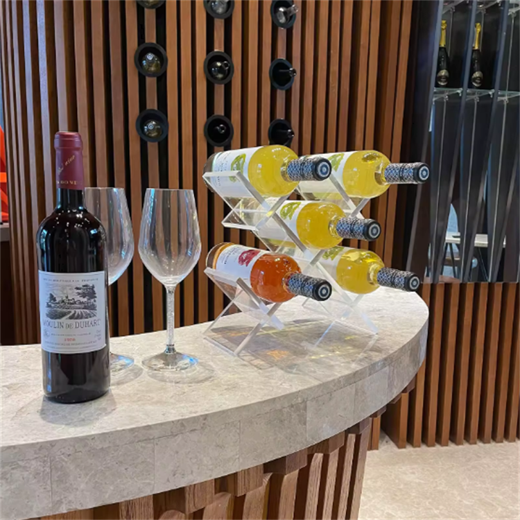 Countertop Wine Acrylic Holder Racks Tabletop Wine Bottle Clear Acrylic Plastic Storage Stand for Home Kitchen Bar Cabine
