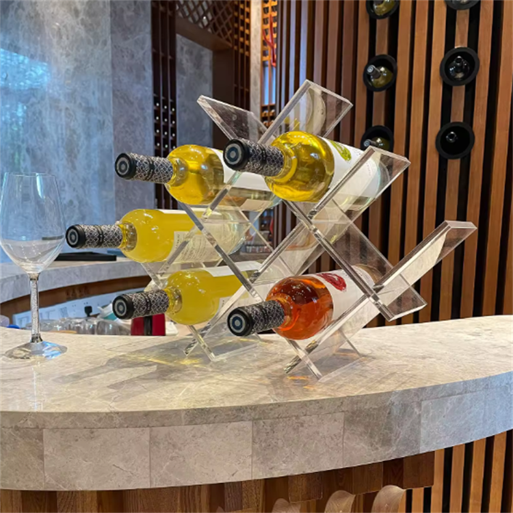 Countertop Wine Acrylic Holder Racks Tabletop Wine Bottle Clear Acrylic Plastic Storage Stand for Home Kitchen Bar Cabine
