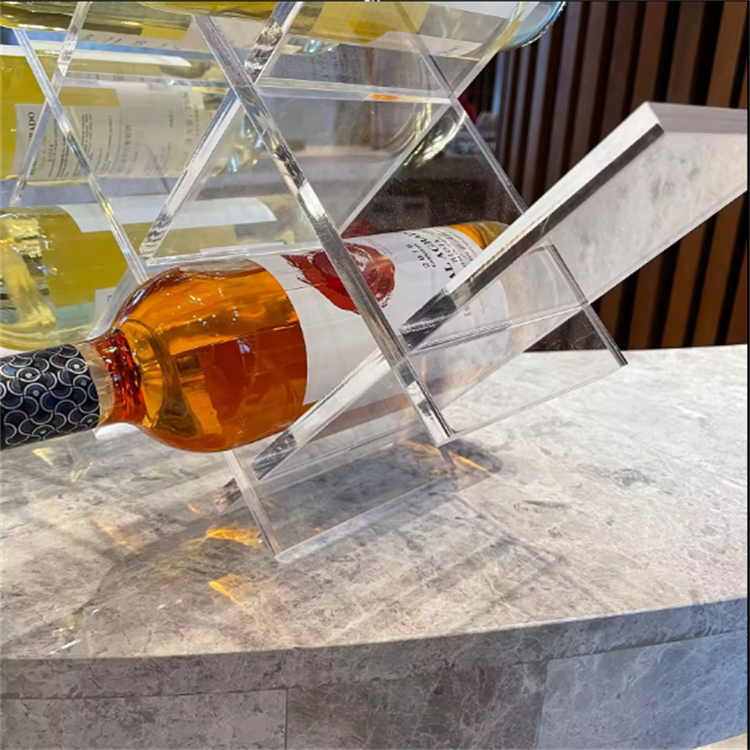 Countertop Wine Acrylic Holder Racks Tabletop Wine Bottle Clear Acrylic Plastic Storage Stand for Home Kitchen Bar Cabine
