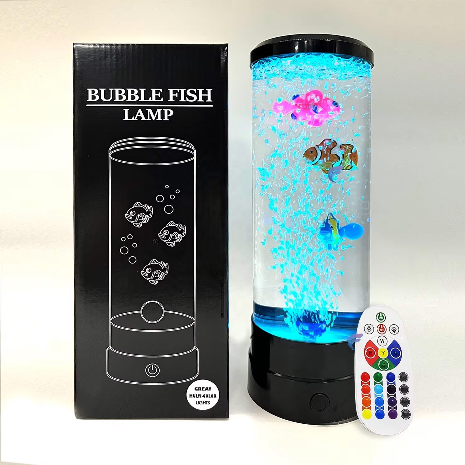 Hot Sale 12'' Colorful Artificial Plastic fish Bubble Lamp Aquarium Fish Lava Lamp