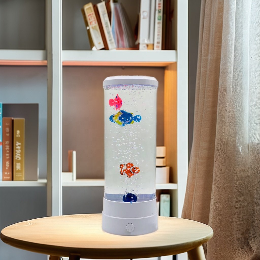 Hot Sale 12'' Colorful Artificial Plastic fish Bubble Lamp Aquarium Fish Lava Lamp