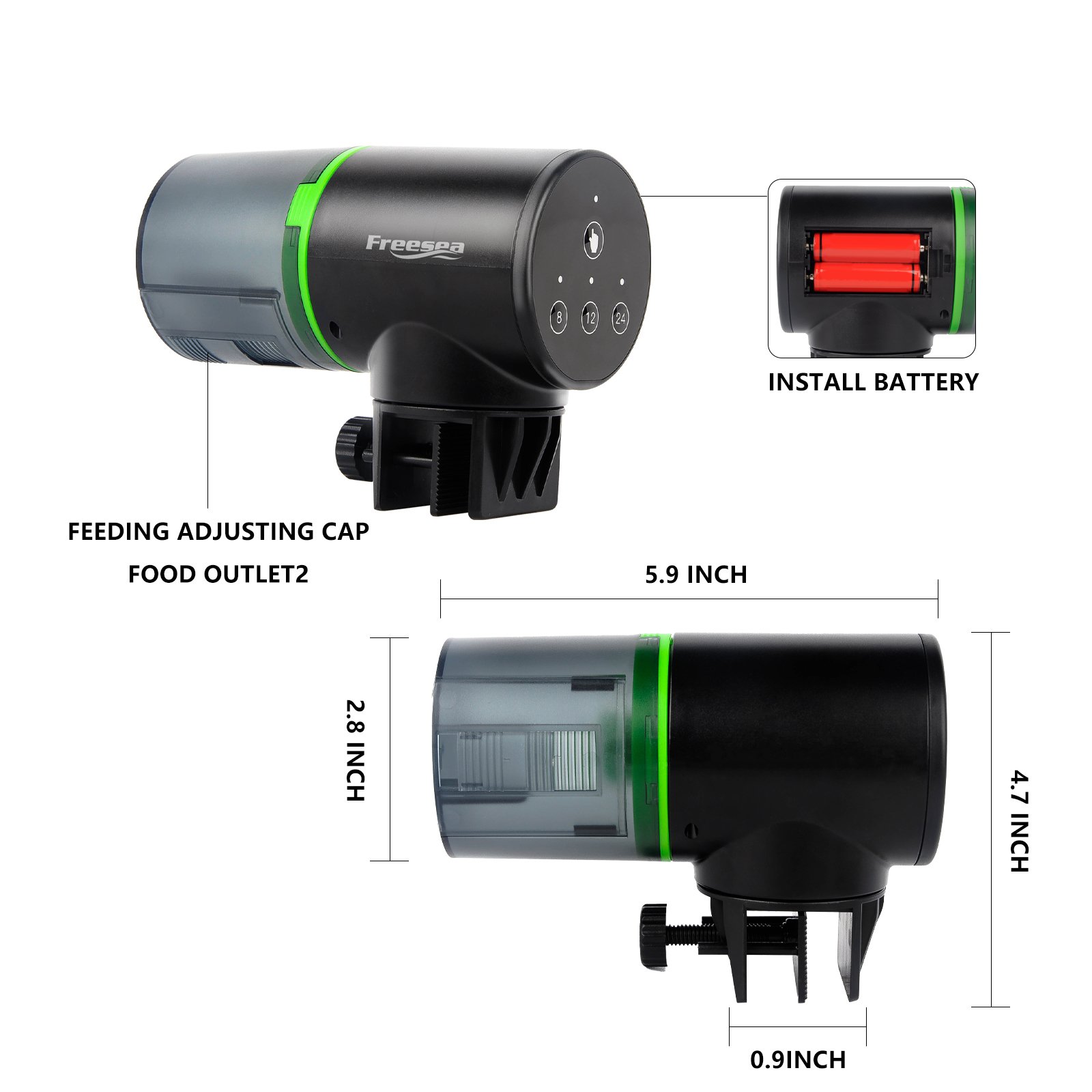 FREESEA Aquarium Automatic Fish Feeder Vacation Timer Feeder for Fish Tank Electric Adjustable Auto Fish Food Dispenser