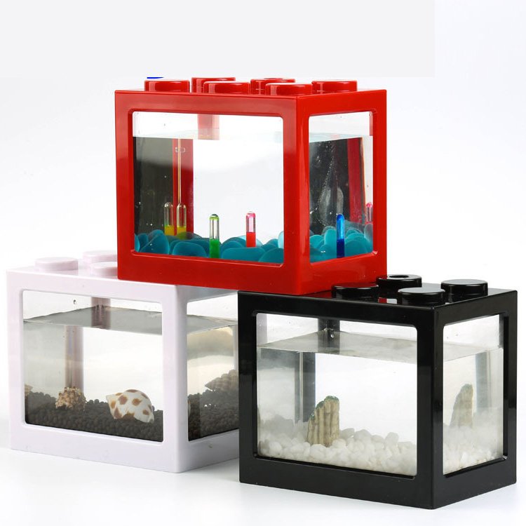 Desktop Mini Acrylic Fish Aquarium Freedom Assembly Building Block Beta Fish Tank
